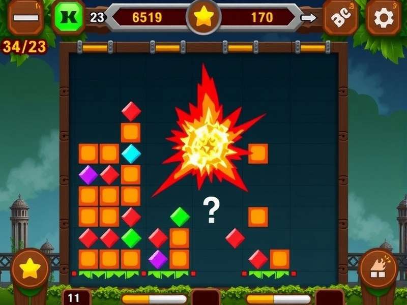 Block Blast गेम का हीरो इमेज - रंगीन ब्लॉक्स और गेम इंटरफेस