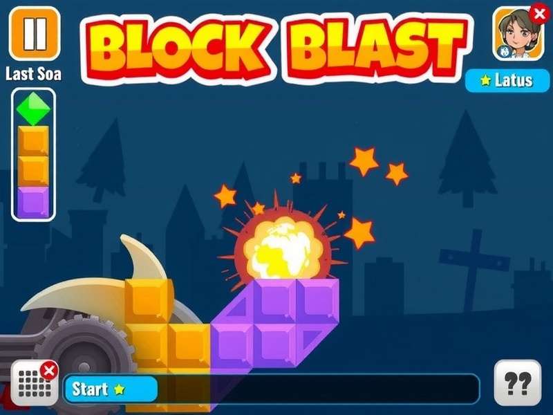Block Blast game interface on a mobile screen showing colorful block combinations