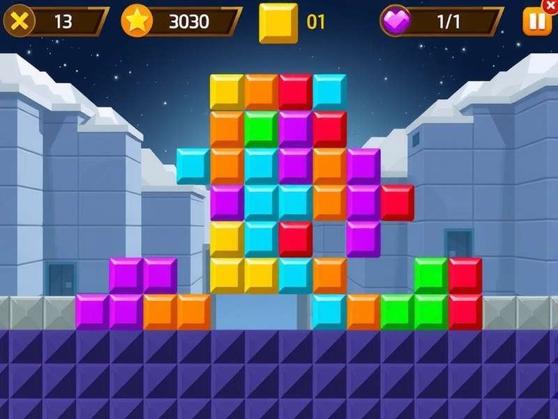 Game Block Blast gameplay screenshot showing colorful blocks on a grid