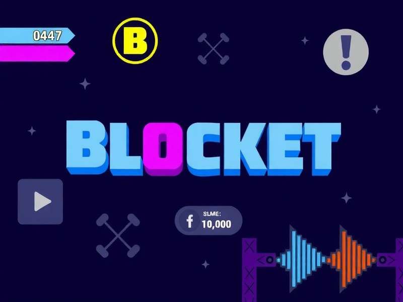 A hand holding a mobile phone displaying a colorful block puzzle game similar to Block Blast