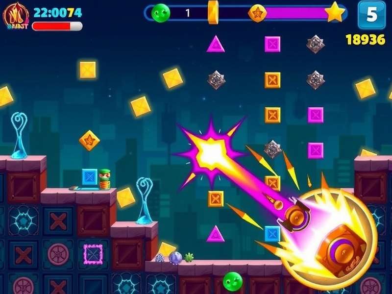 Block Blast gameplay on a mobile phone screen showing colorful blocks