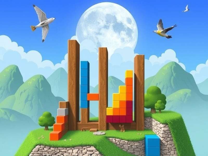 Strategic view of a Block Blast / Juego De Bloques game board with colorful blocks in mid-play