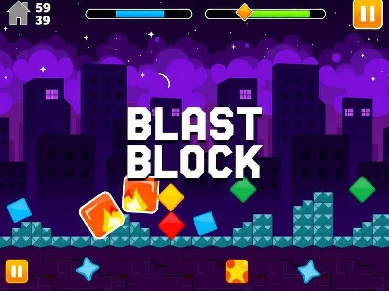 Strategic view of a Blast Block game board in mid-play, showing complex block patterns