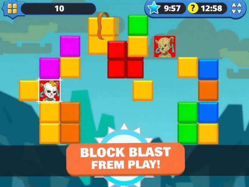 Block Blast Free To Play game interface on mobile showing colorful blocks and puzzle layout