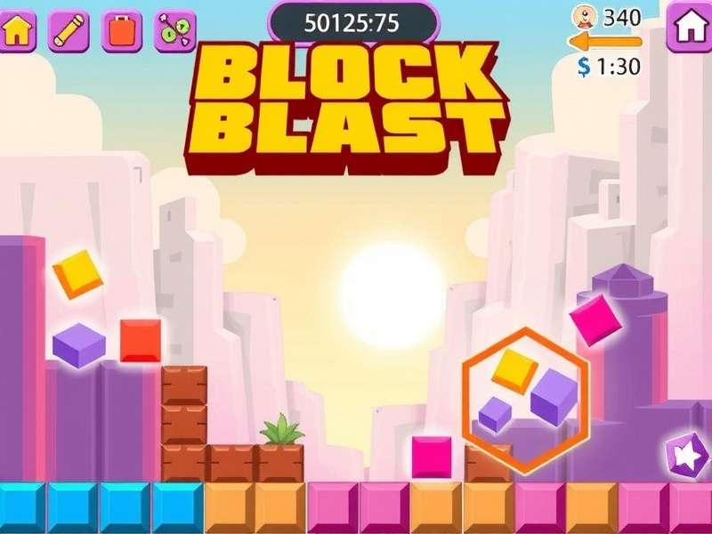 Block Blast Poki game interface showing block puzzle gameplay with colorful tiles and score display