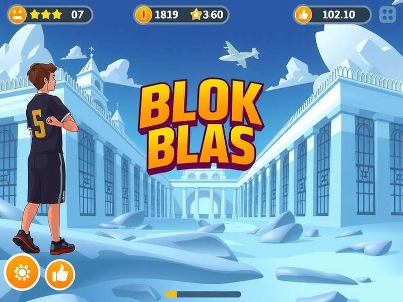 Blok Blas — Block Blast game interface with vibrant puzzle blocks on a dark background