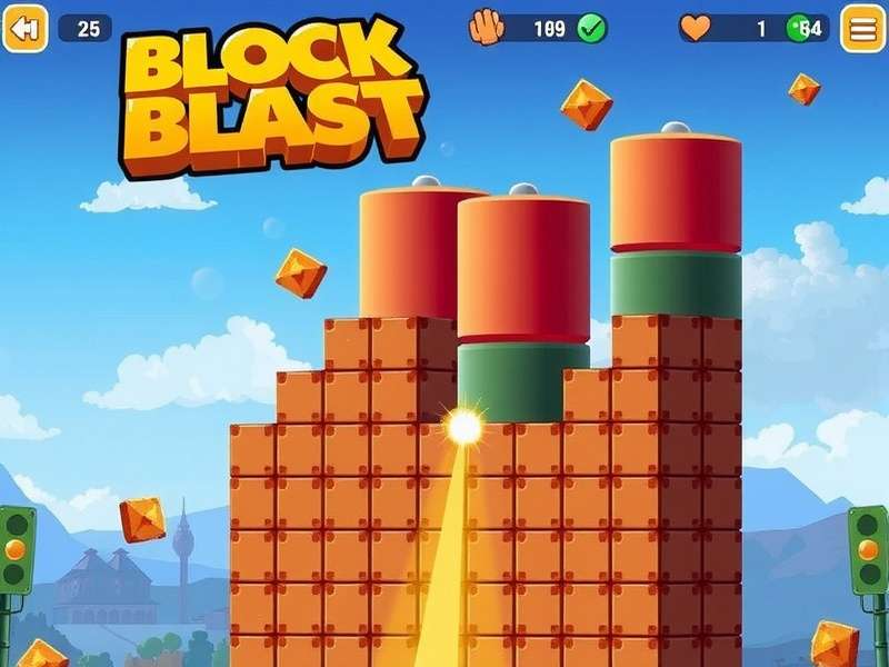 Jeu Block Blast gameplay on grid with colorful blocks and scoring interface