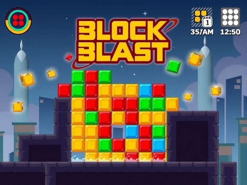 Jeux Block Blast gameplay screenshot with colorful blocks on a board