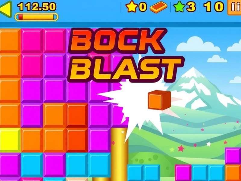 Juego Block Blast gameplay showing colorful blocks and strategic board placement