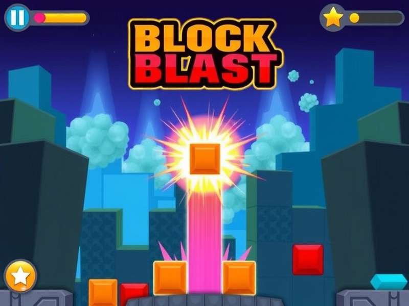 Games Block Blast gameplay screenshot showing colorful blocks and chain reactions