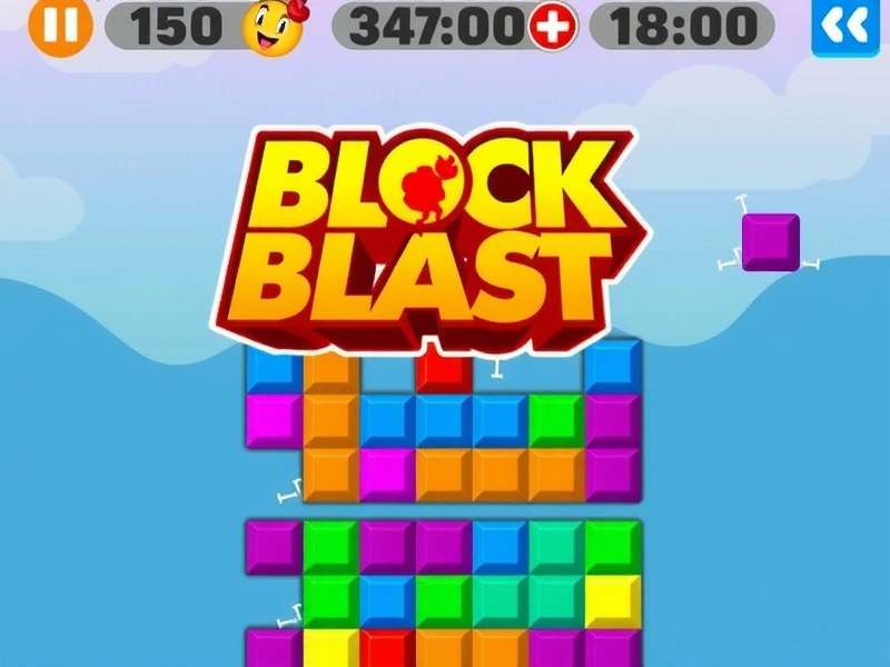 Block Blast Juego gameplay screenshot with colorful blocks and score display