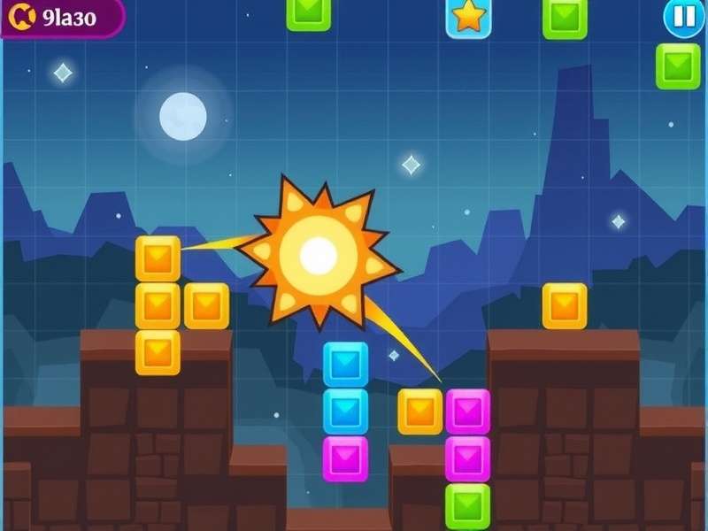 Free Block Blast game banner showing colorful block puzzle pieces on a wooden board