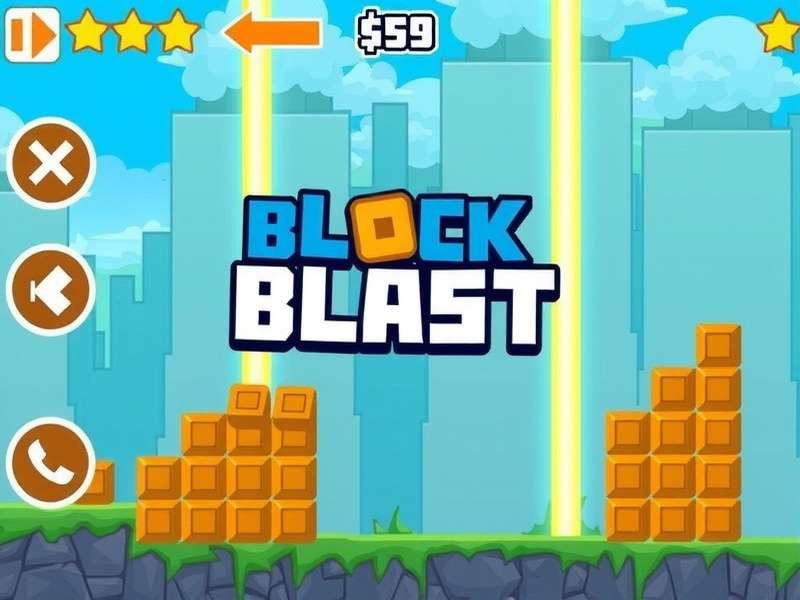 Block Blast Online gameplay screenshot showing puzzle board with colourful blocks and combo effects
